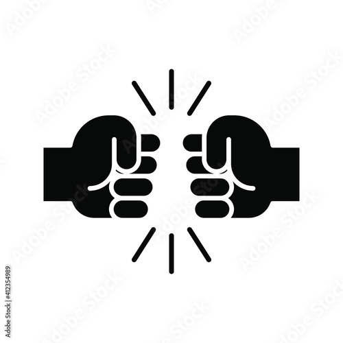 Fist bump glyph icon. Bro fist bump or power five pound solid style for apps and websites. Hand brother respect, impact, and handshake. Vector illustration on white background. EPS 10