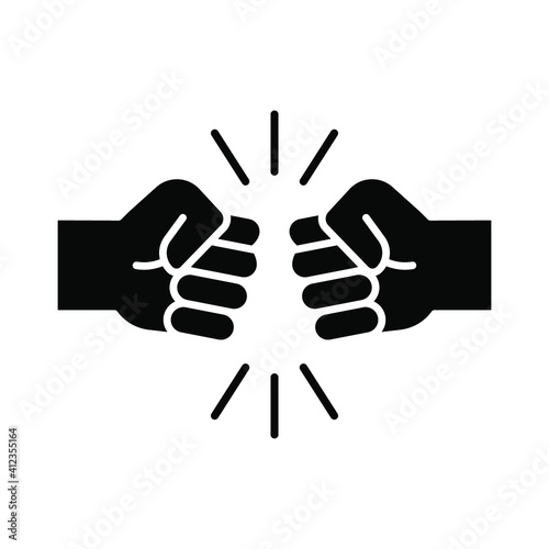 Fist bump glyph icon. Bro fist bump or power five pound solid style for apps and websites. Hand brother respect, impact, and handshake. Vector illustration on white background. EPS 10