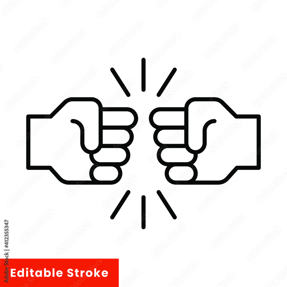 Fist bump line icon. Bro fist bump or power five pound outline style for apps and websites. Hand brother respect, impact, and handshake. Vector illustration on white background. Editable stroke EPS 10