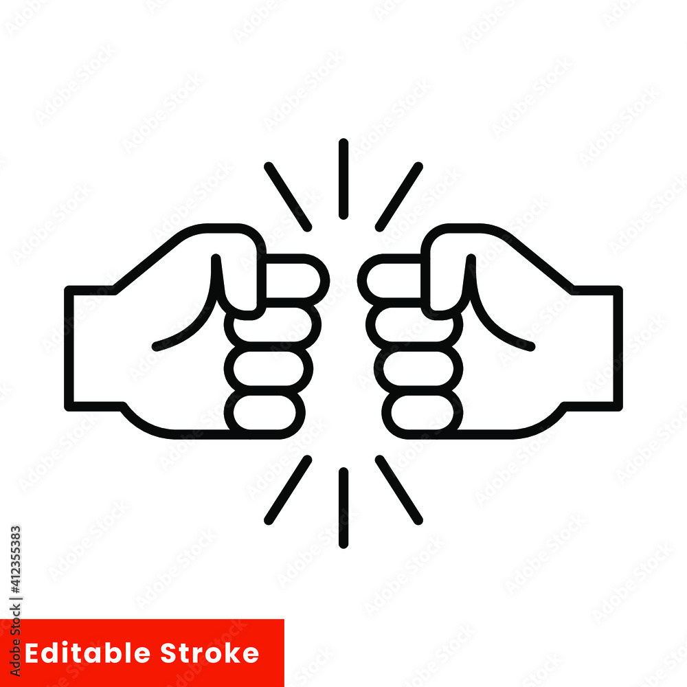 Fist bump line icon. Bro fist bump or power five pound outline style for apps and websites. Hand brother respect, impact, and handshake. Vector illustration on white background. Editable stroke EPS 10 Fist bump line icon. Bro fist bump or power five pound outline style for apps and websites. Hand brother respect, impact, and handshake. Vector illustration on white background. Editable stroke EPS 10