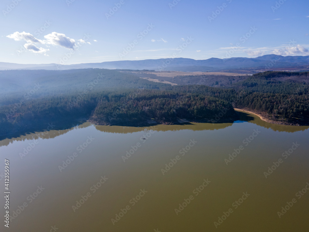 Aerial view of Koprinka Reservoir, Bulgaria