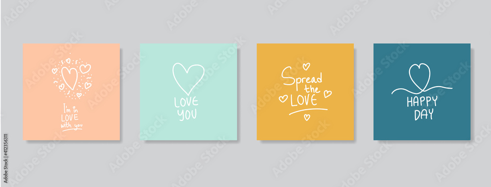 Happy Valentine's Day greeting cards. Trendy abstract square art templates. Suitable for social media posts, mobile apps, banners design and web/internet ads. Happy Valentine's Day greeting cards. Trendy abstract square art templates. Suitable for social media posts, mobile apps, banners design and web/internet ads.