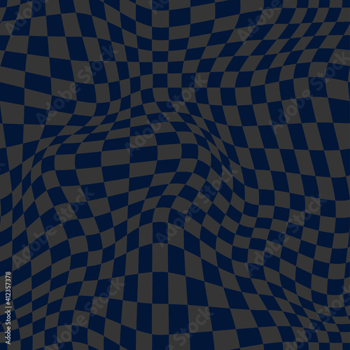Distorted checkerboard patter. Vector seamless pattern
