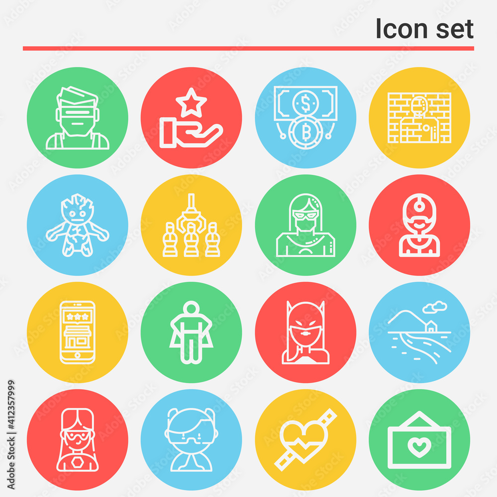 16 pack of flux  lineal web icons set