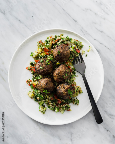 Lebanese Kofta Spiced Meatballs with Quinoa Tabouleh photo