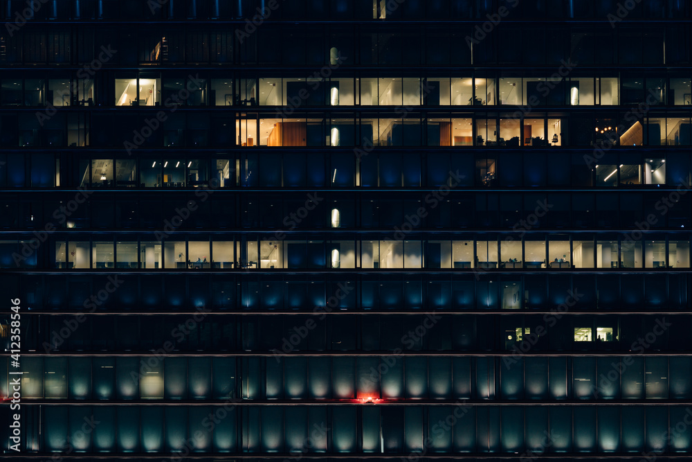 Background of an office facade at night Background of an office facade at night