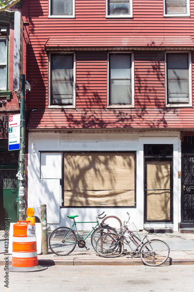 Bikes on the street in Brooklyn Bikes on the street in Brooklyn