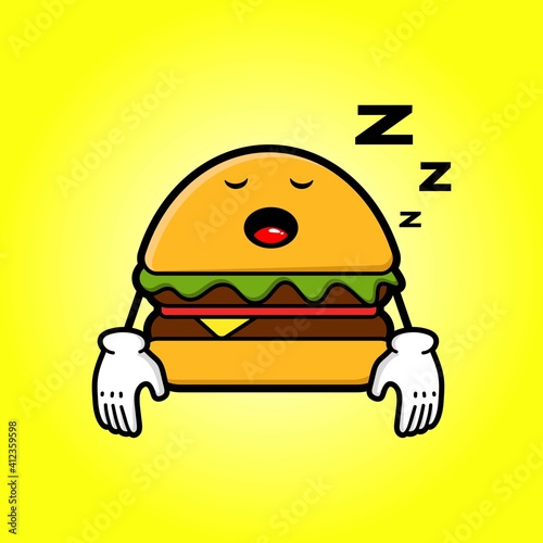 cute burger cartoon mascot character