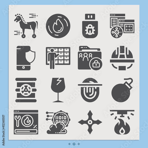 Simple set of fastened related filled icons.