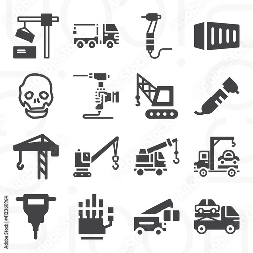 16 pack of hydraulic  filled web icons set