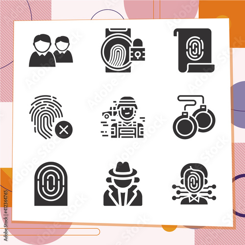 Simple set of 9 icons related to sergeant