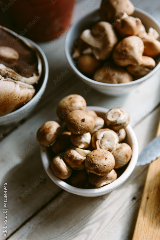Mushrooms ready for cooking Mushrooms ready for cooking