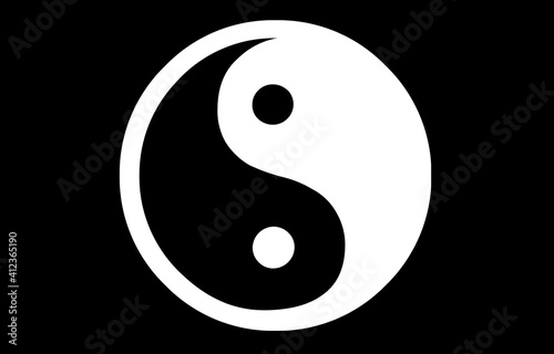 yin yang symbol on a black background