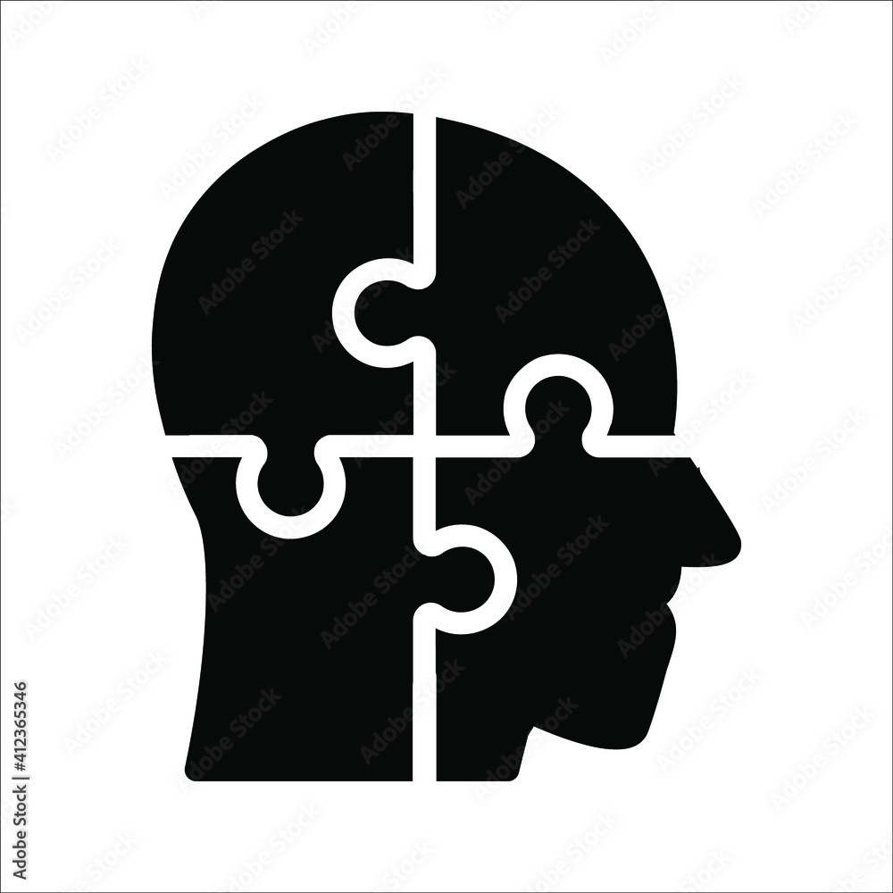 Simple Head Puzzle Mind Design For Education Industry. idea concept vector icon on white background. color editable Simple Head Puzzle Mind Design For Education Industry. idea concept vector icon on white background. color editable