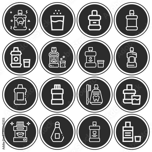 16 pack of mouthwash  lineal web icons set