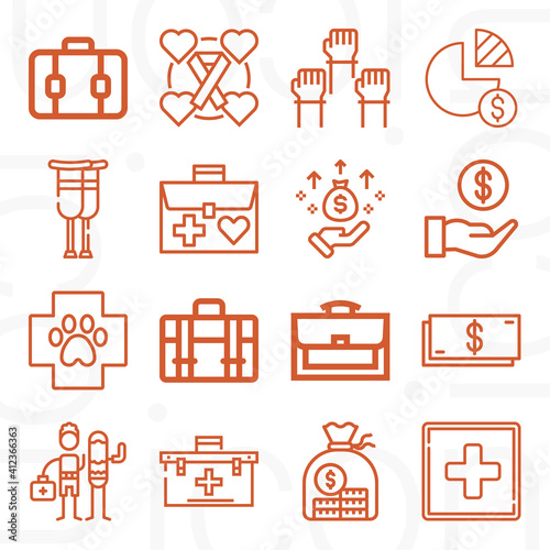 16 pack of charity  lineal web icons set