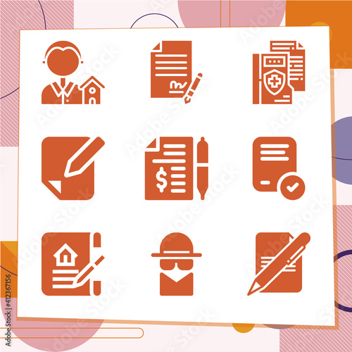 Simple set of 9 icons related to signed