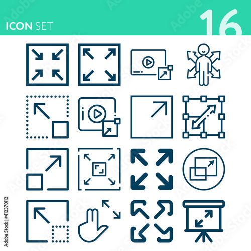 Simple set of 16 icons related to beyond