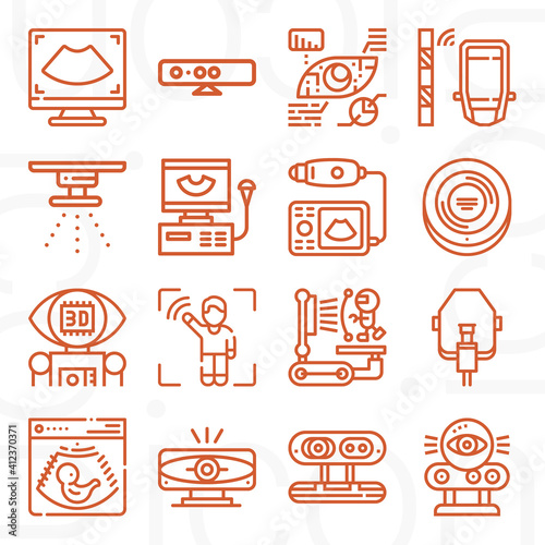 16 pack of transducer  lineal web icons set