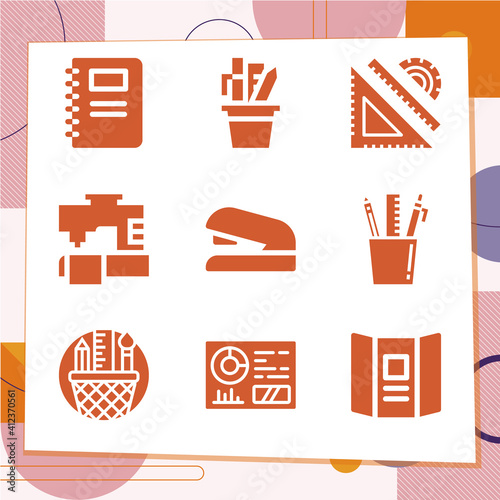 Simple set of 9 icons related to philosophical doctrine