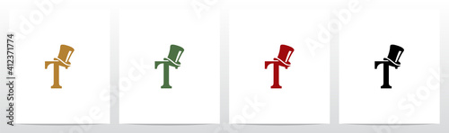 Top Hat On Letter Logo Design T
