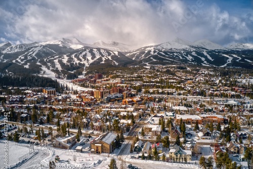 Aerial View of the Ski Town of Breckenridge  Colorado