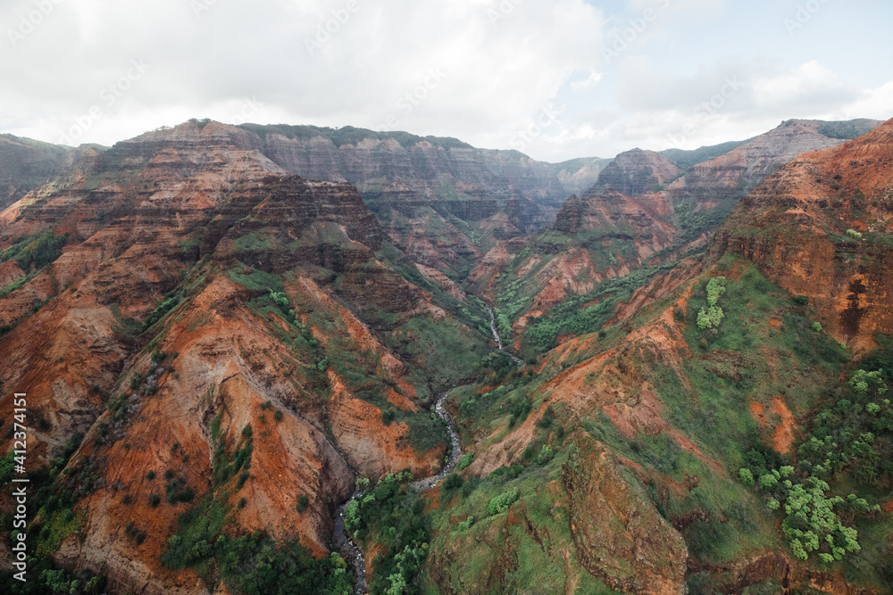 Waimea Canyon views from helicopter Waimea Canyon views from helicopter