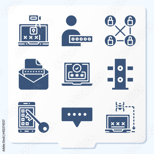 Simple set of 9 icons related to log