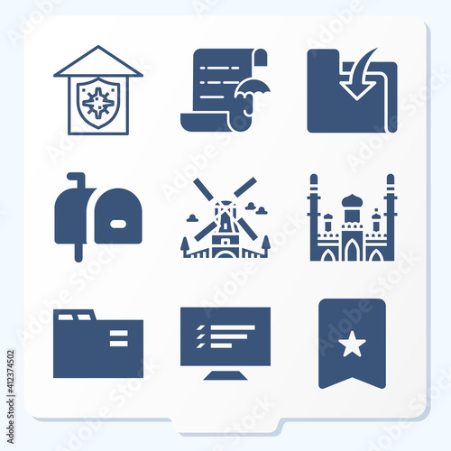 Simple set of 9 icons related to register