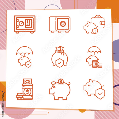 Simple set of 9 icons related to reductions