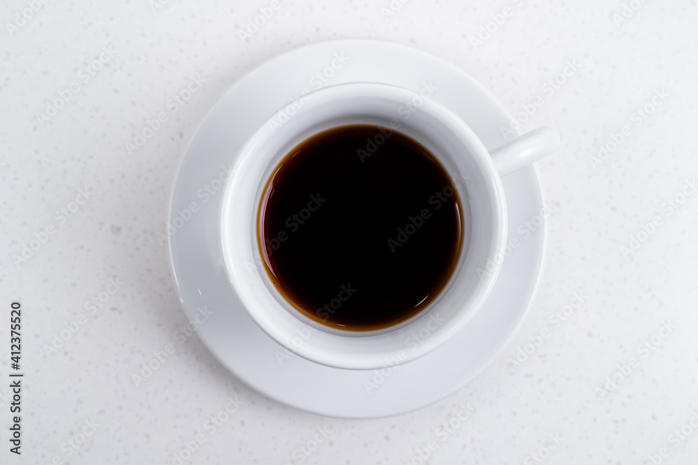 Coffee cup with espresso top view. White key. Coffee cup with espresso top view. White key.
