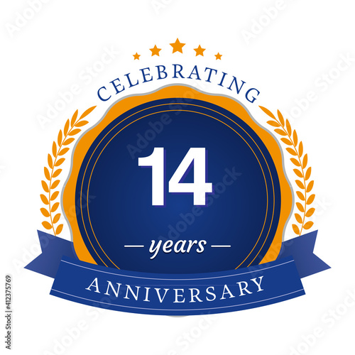 14 anniversary logotype template design for banner, poster, card vector illustrator