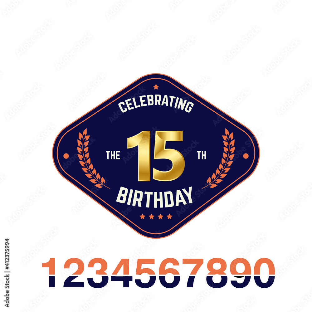Fototapeta premium 15 anniversary logotype template design for banner, poster, card vector illustrator