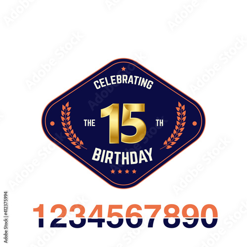 15 anniversary logotype template design for banner, poster, card vector illustrator