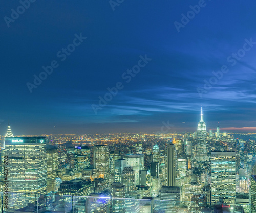 View of New York Manhattan during sunset hours