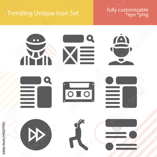 Simple set of shadows related filled icons.