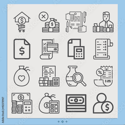 Simple set of budgeting related lineal icons.