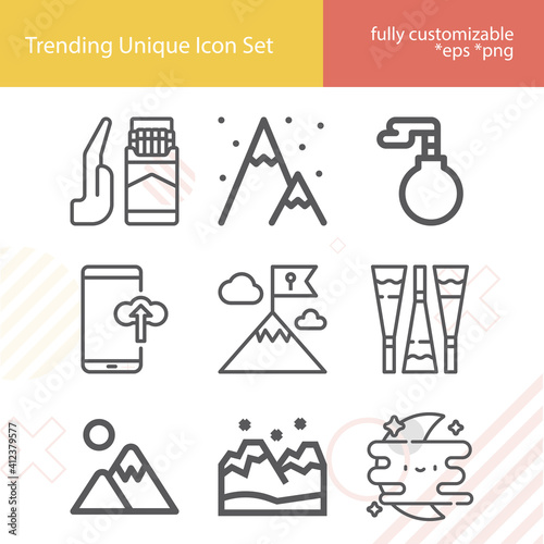 Simple set of fog related lineal icons.