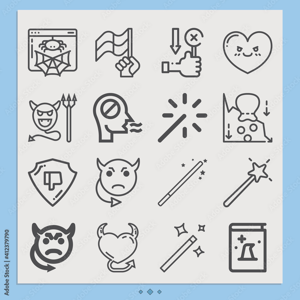 Simple set of wicked related lineal icons.