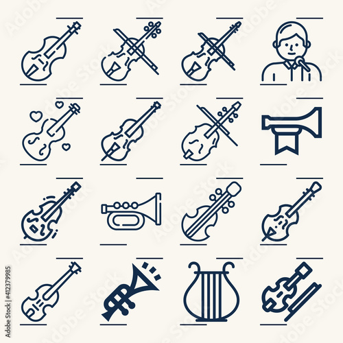 Simple set of symphony related lineal icons.
