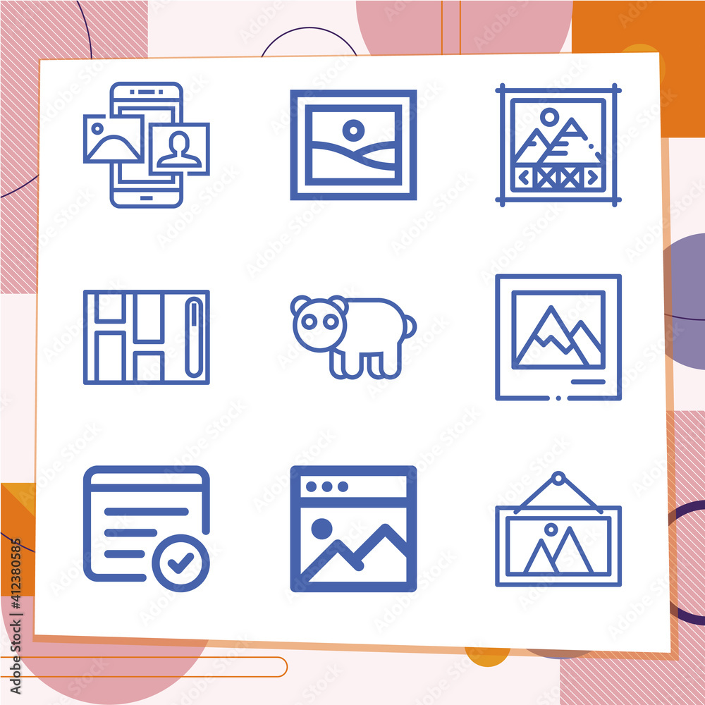Simple set of 9 icons related to heading Simple set of 9 icons related to heading