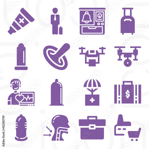 16 pack of assisted  filled web icons set
