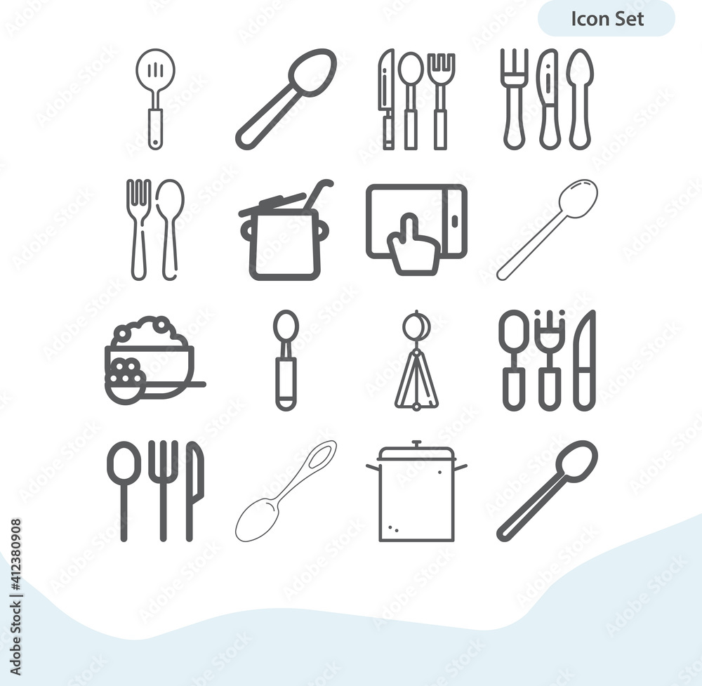 Simple set of stirring related lineal icons. Simple set of stirring related lineal icons.
