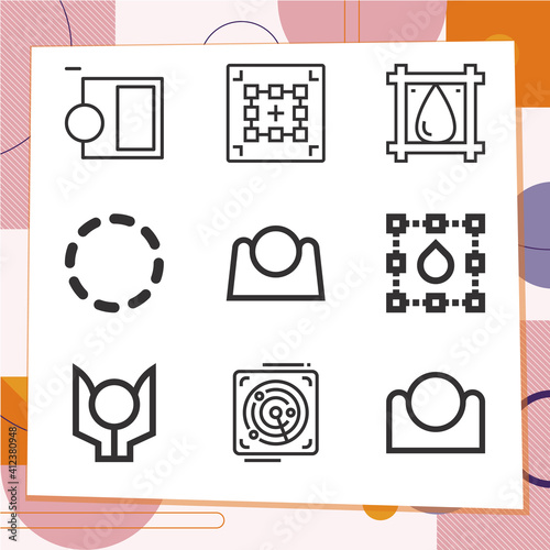 Simple set of 9 icons related to assigning photo