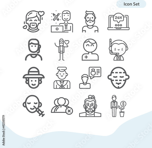 Simple set of subordinate related lineal icons.