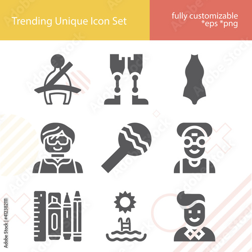 Simple set of kid related filled icons.