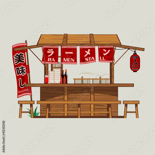 Ramen Stall at noon vector illustration for design element