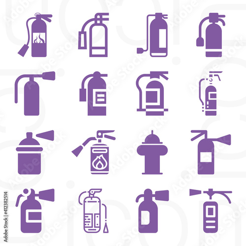 16 pack of extinguisher  filled web icons set
