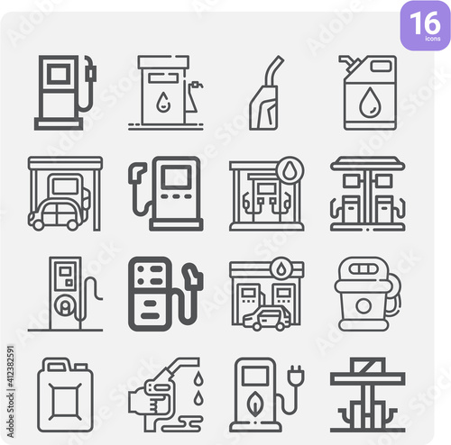 Simple set of petrol related lineal icons.