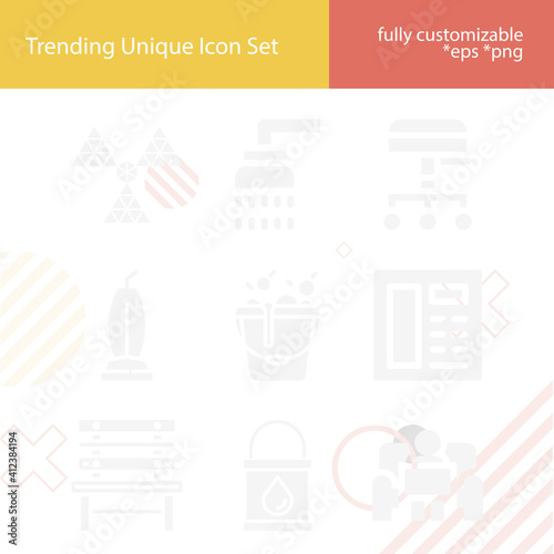 Simple set of household related filled icons.
